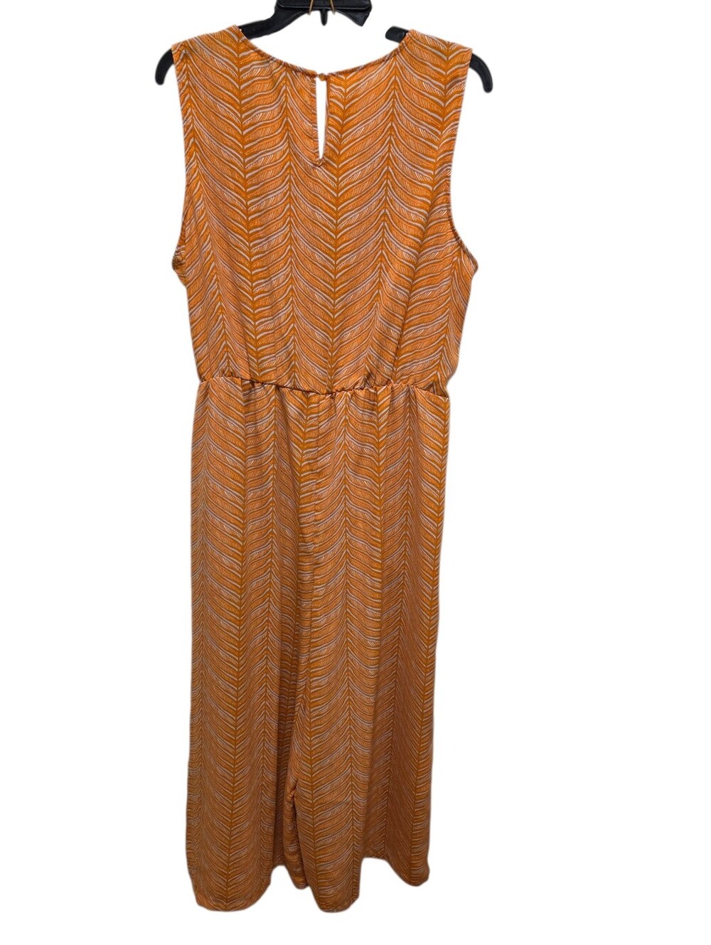 Sleeveless Orange Wide-Leg Wrap Jumpsuit - Picture 3 of 5